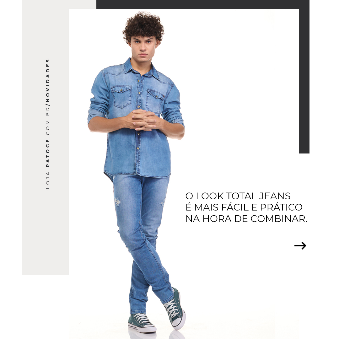 camisa jeans masculina patoge